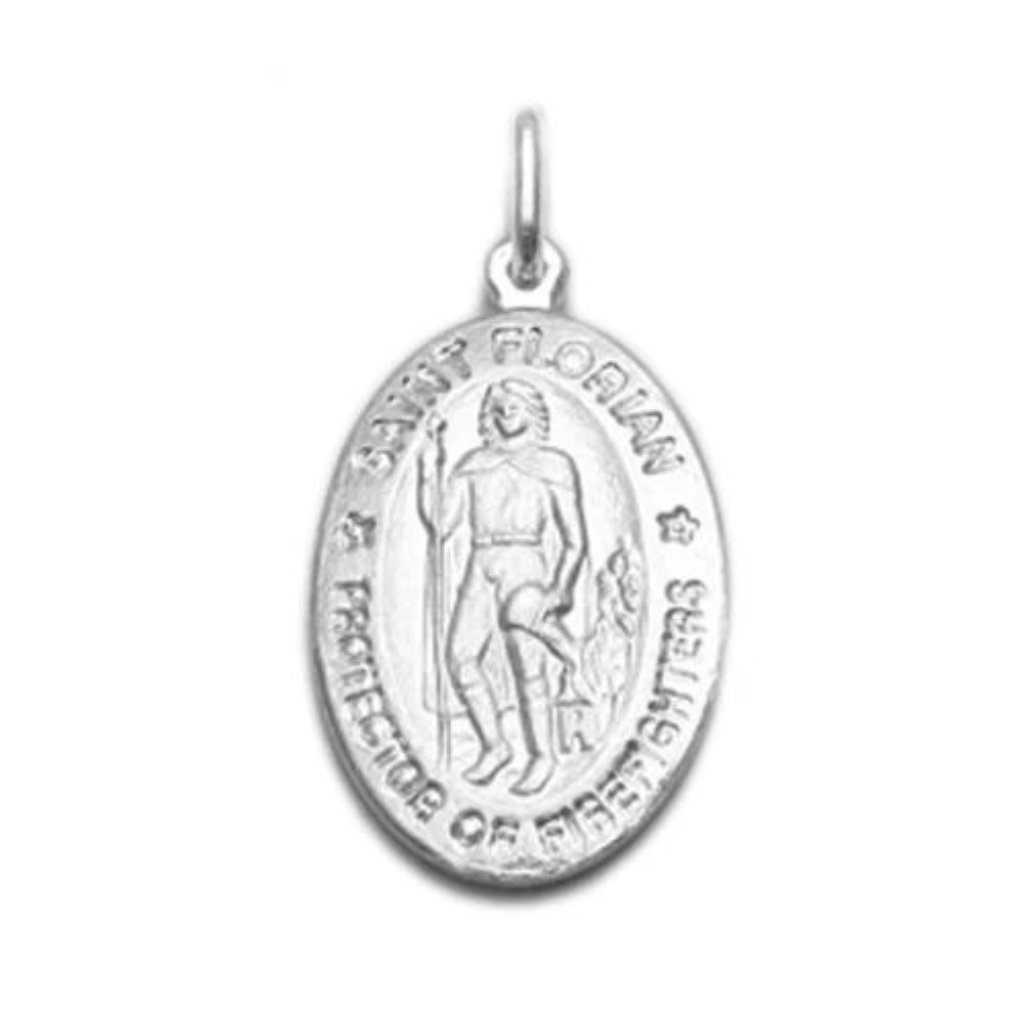 St. Florian Patron Of Firefighters. Medal (30mm) In Sterling Silver